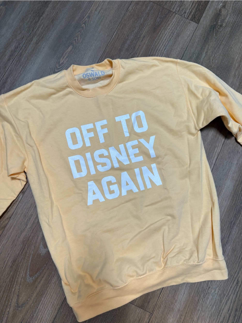 Popular buttercream 'Off To Disney Again' Crewneck
